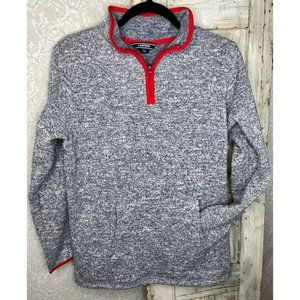 Lands End Jacket 1/4 Zip Pullover ♥️ Heathered Gray & Red Boy’s Size XL